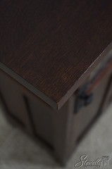 73379: STICKLEY Roycroft Mission Oak Leaded Glass Cabinet