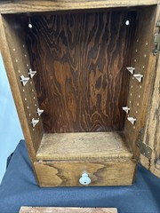 Antique Medicine Apothecary Cabinet Tiger Oak Wood Punched Tin Pineapple 🍍
