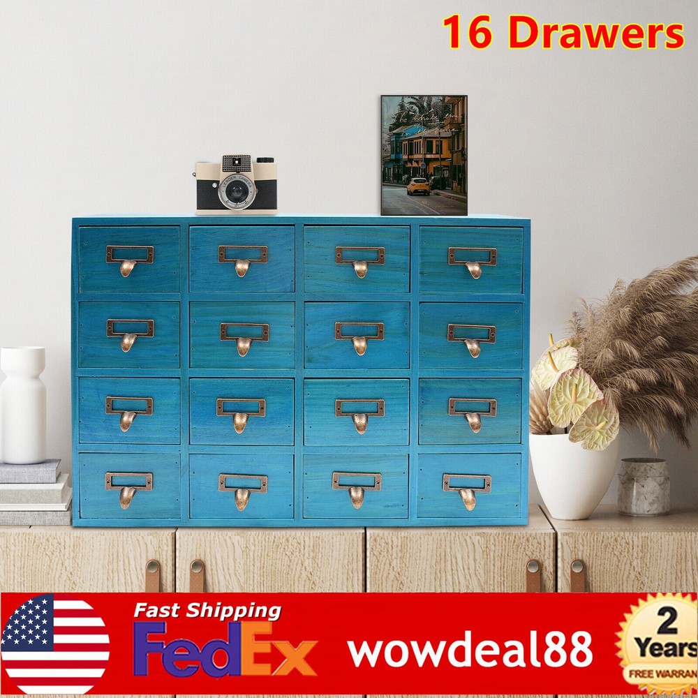 16 Drawers Library Card Catalog Cabinet With Labels Apothecary Cabinet Tabletop