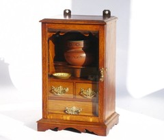 Edwardian Antique Oak Smokers Cabinet, Small Humidor Cabinet with Brass Details