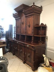 Super Rate/Big/Heavy And Beautiful Antique Red Oak Wooden Loin Heads Cabinet