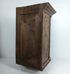 Stunning Antique Corner Cabinet Hand Carved Wood French Breton for right corner