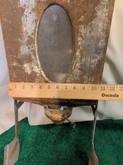 Antique Hoosier Cabinet Metal Flour Bin Sifter Crank Glass Window Vtg Patina