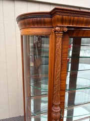 67624 Victorian Mahogany Bow Front Glass China Cabinet with Claw Feet