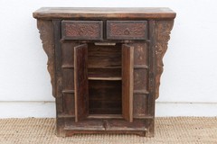 Antique Pagoda Elm Cabinet w/Original Painted Finish Vintage Chinese Cabinet