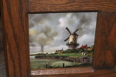 Vintage W Germany Oak Cabinet with Italian Tiles