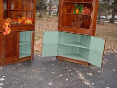 1930s – 40s Country Pine Corner Cabinet Pair, Hand Made