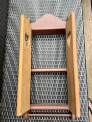 Vintage Wood Wall Mount Cabinet with Heart Cut Outs On Doors Country Farm 27”