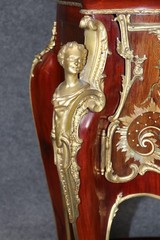 Signed J.Groschkus Abalone & Mother of Pearl Figural Bronze Bowed Glass Vitrine