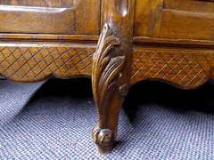 Antique French Oak Sideboard w/Marble Top,3 Doors.w/Carved Foliate & Shells 1930