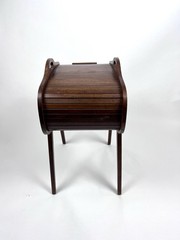 Beautiful Vintage Mid Century Modern Danish Tambour Roll Top Sewing Cabinet