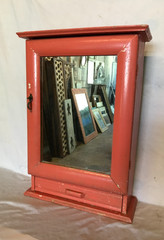VTG Magenta Wood 15×22 Country Wall Mount Mirror Medicine Cabinet Old 942-26B