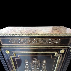 19th Century French Napoleon III Style Ebonized Cabinet Floral Inlay