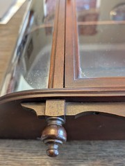 Antique 1940s Ferguson 7843 Mahogany Curved Glass Mirror Curio Case Wall Cabinet
