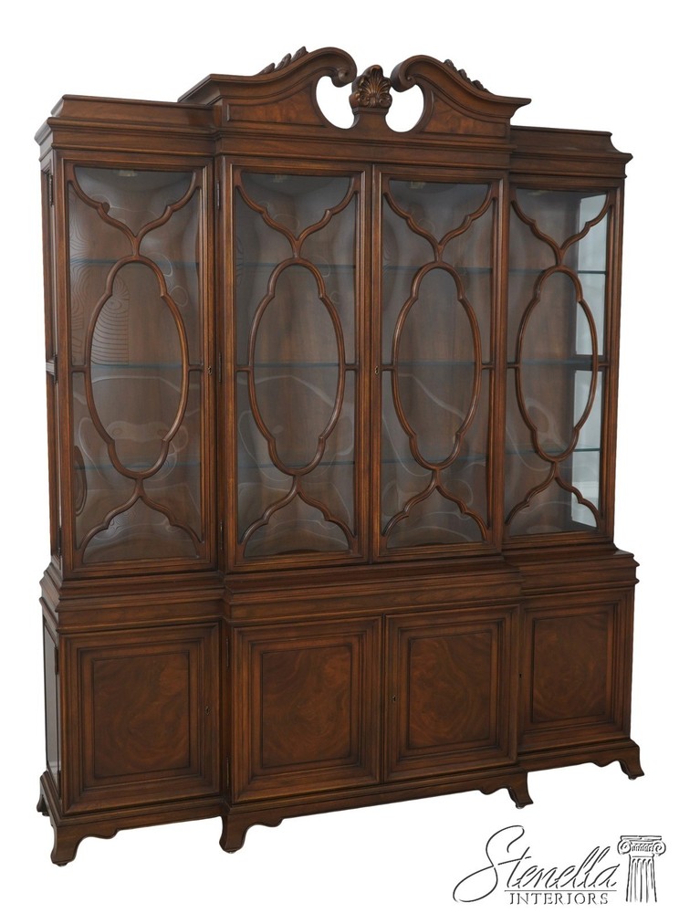 69202: KARGES Colonial Walnut Convex Glass Georgian Style Breakfront