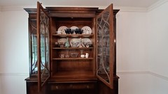 Vintage Georgian Style Mahogany Breakfront China Cabinet w/Hidden Secetary