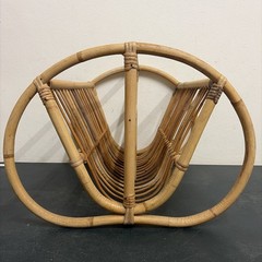 Vintage Pretzel End Cane And Rattan Magazine Rack 1960s 47 X 35 X 45cm