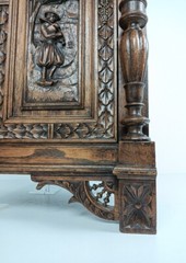Stunning Antique Corner Cabinet Hand Carved Wood French Breton for right corner