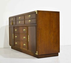 1970s Campaign Style 6 Drawer Sideboard by Lexington Furniture