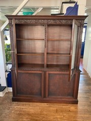 Antique Mahogany Double Door China Display Cabinet