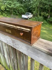 Antique McCourt Label Co Cabinet Medical Apothecary Display Label Dispenser