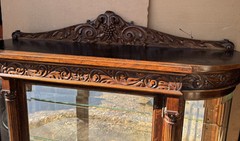 VICTORIAN CARVED OAK BEVELED GLASS CHINA CABINET