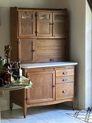 1920s Antique McDougall Hoosier Wood Cabinet With Pie Safe and Flour Sifter