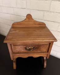 Antique Wood Tabletop Single Drawer Counter Display Cabinet Brass Dovetail Joint