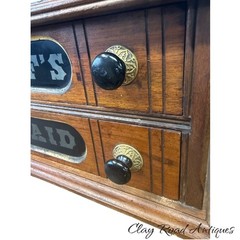 Antique goff ‘ s Braid spool cabinet Victorian walnut country store 2 drawer