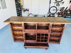 Beautiful Vintage Mid Century Dark Walnut Wood Beverage Dry Bar Cabinet
