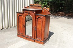 Burl Walnut Victorian Marble Top Credenza Cabinet Sideboard Bar ~ Ca.1870