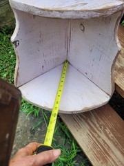 Vintage Antique Chippy Paint 3 Tier Carved Corner Shelf Cabinet