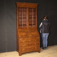 Georgian style double-body trumeau wood 20th century bureau desk bookcase