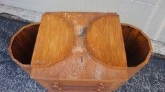 Antique Wood MARTHA WASHINGTON SEWING CABINET 3 drawer hinge lids restore READ