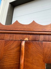 Antique Mahogany or Burl Oak Book Case Secretary 2-Piece Cabinet Drawers