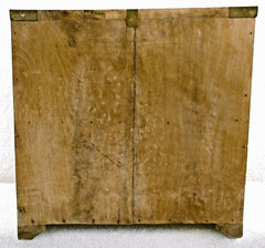 Antique Japanese Four Drawer Heavy Wooden Cabinet with Metal Detail