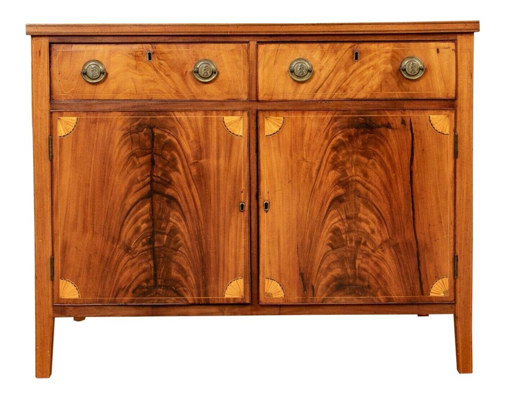 Antique American Two Door Cabinet With Custom Glass Top
