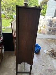 Antique Wooden Radio Cabinet with Glass Door. In Good Shape See Photos