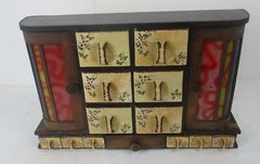Art Deco Nouveau Kitchen Spice Rack Cabinet pop art Herbs Spices Jars Colored