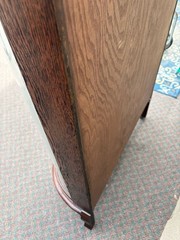 67680 Antique Bowed Oak China Cabinet with Glass Door Display