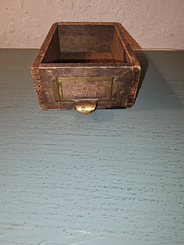 Antique 1920’s Apothecary Wood Drawer W/Brass Pull And Label Plate-Very Good