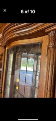 ANTIQUE VICTORIAN AMERICAN OAK CHINA/CURIO CABINET C 1895 w LEADED GLASS