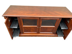 67472 Elegant Cherry Wood Television Cabinet with Glass Doors