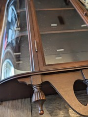 Antique 1940s Ferguson 7843 Mahogany Curved Glass Mirror Curio Case Wall Cabinet