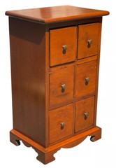 ANTIQUE QUEEN ANNE PENNSYLVANIA SIX DRAWER PINE SPICE CHEST / APOTHECARY CABINET