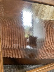 Architectural Salvage Antique Cabinet Door Window Textured Glass Distressed Wood