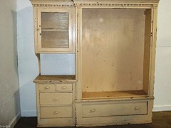 Antique Vintage Rustic Display Cabinet TV Entertainment Center Shelf Cubby