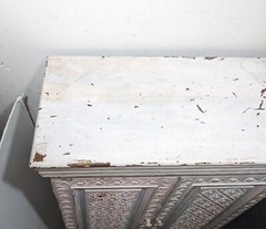 Vintage Shabby Chic Painted Floral Carved Wood Cabinet – Morrocan Indian Shelf