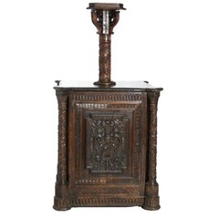 Antique Continental Carved Reliquary Cabinet & Carved Columns 18thC