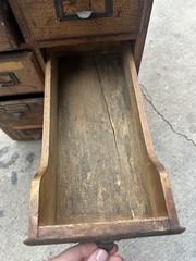 Vintage Solid Oak Library Card Index Card Drawer Organizer Original Furniture